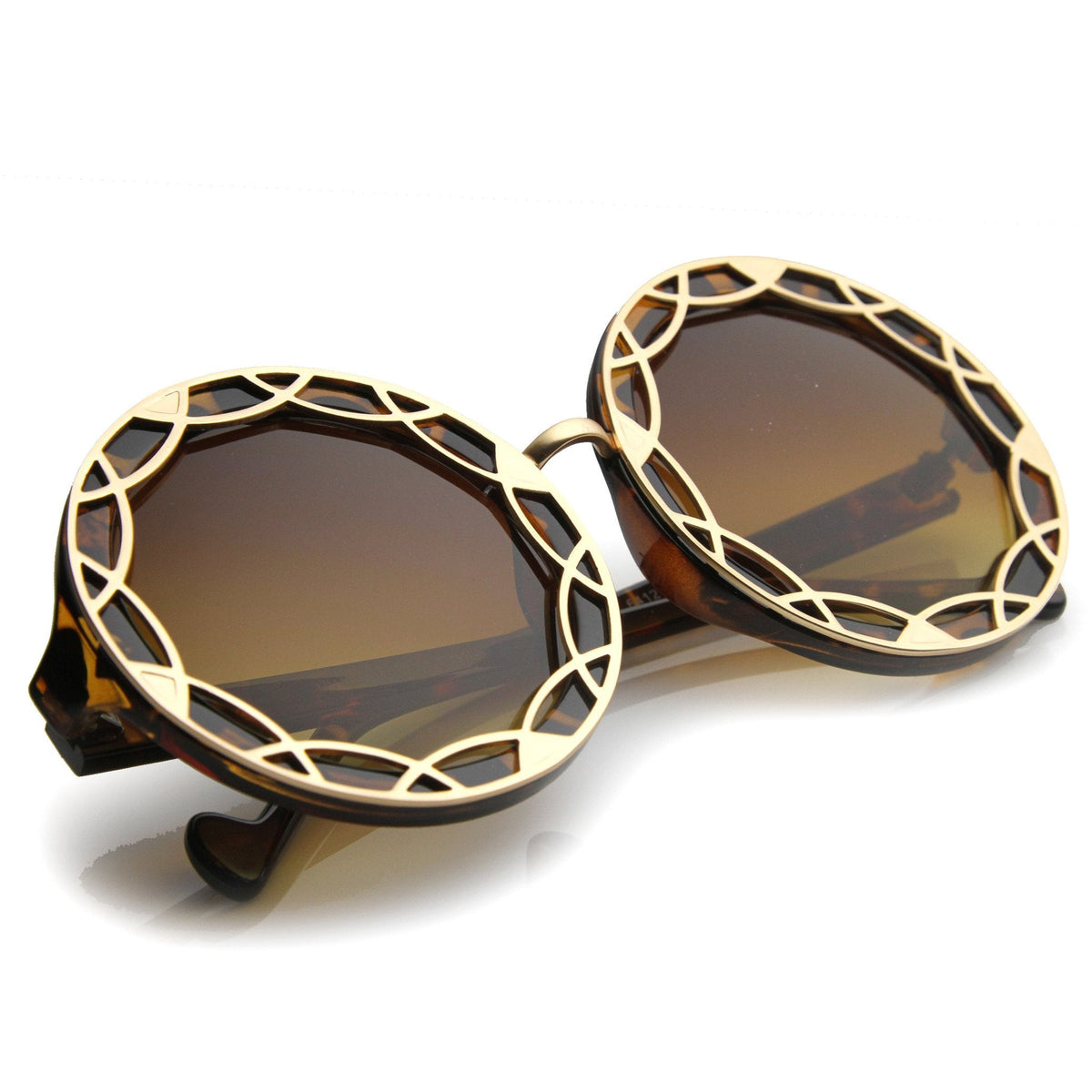 Women's Oversize Round Flat Pattern Sunglasses 9832