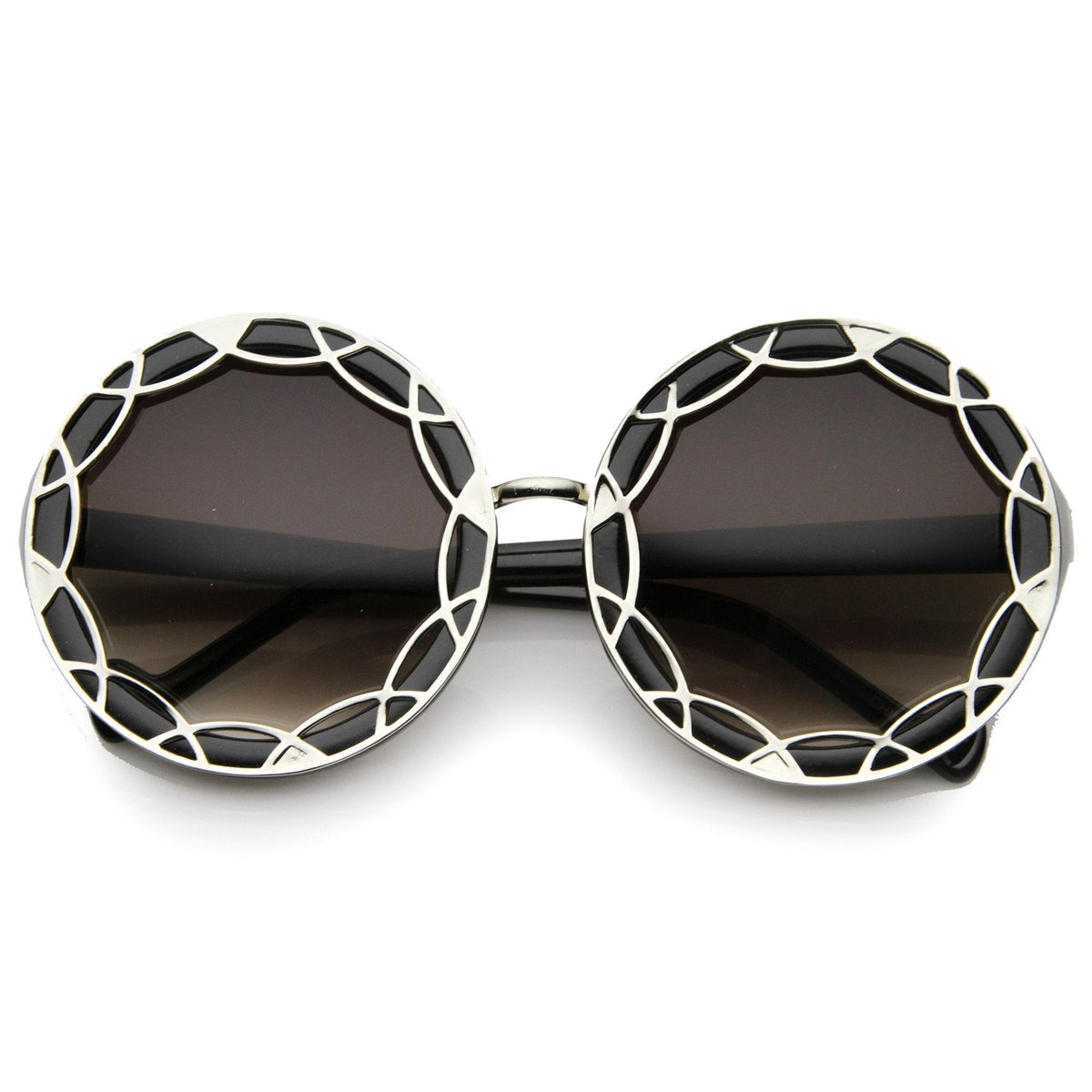 Women's Oversize Round Flat Pattern Sunglasses 9832