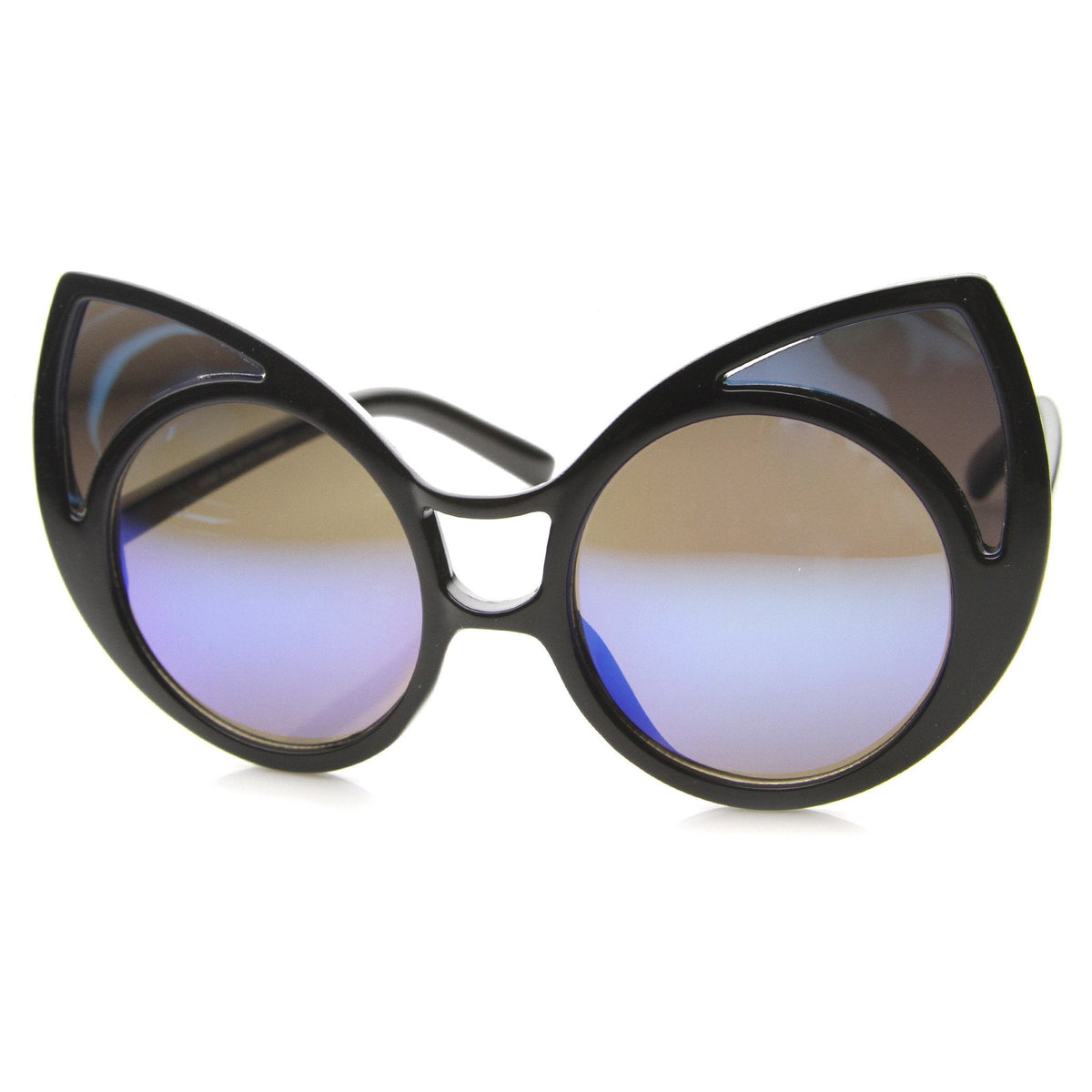 Super Oversize Window Cat Eye Sunglasses With Mirror Lenses 9952