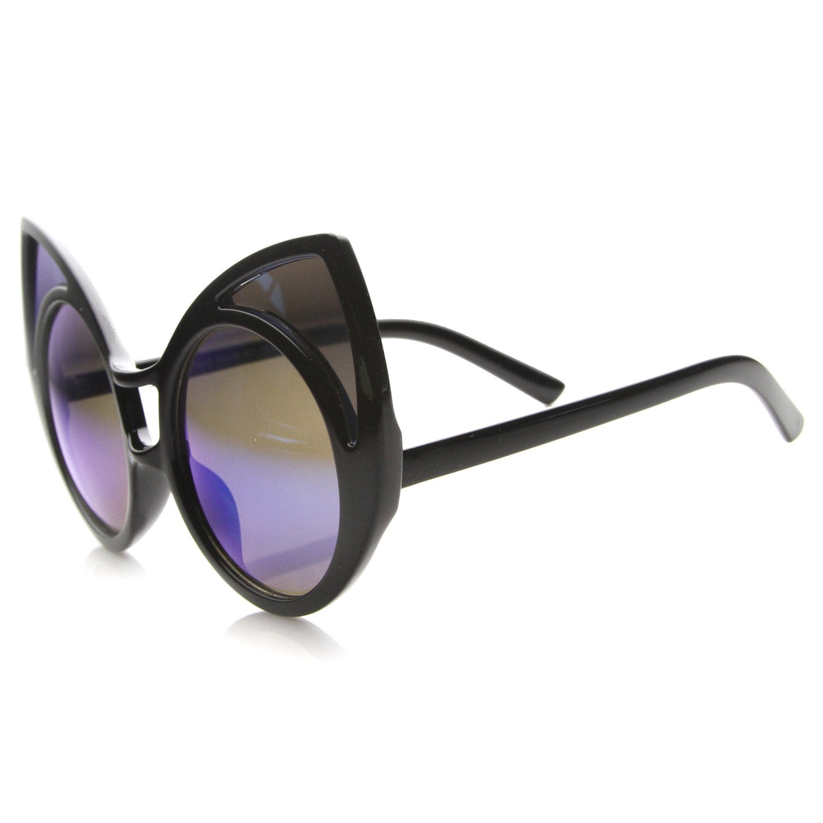Super Oversize Window Cat Eye Sunglasses With Mirror Lenses 9952