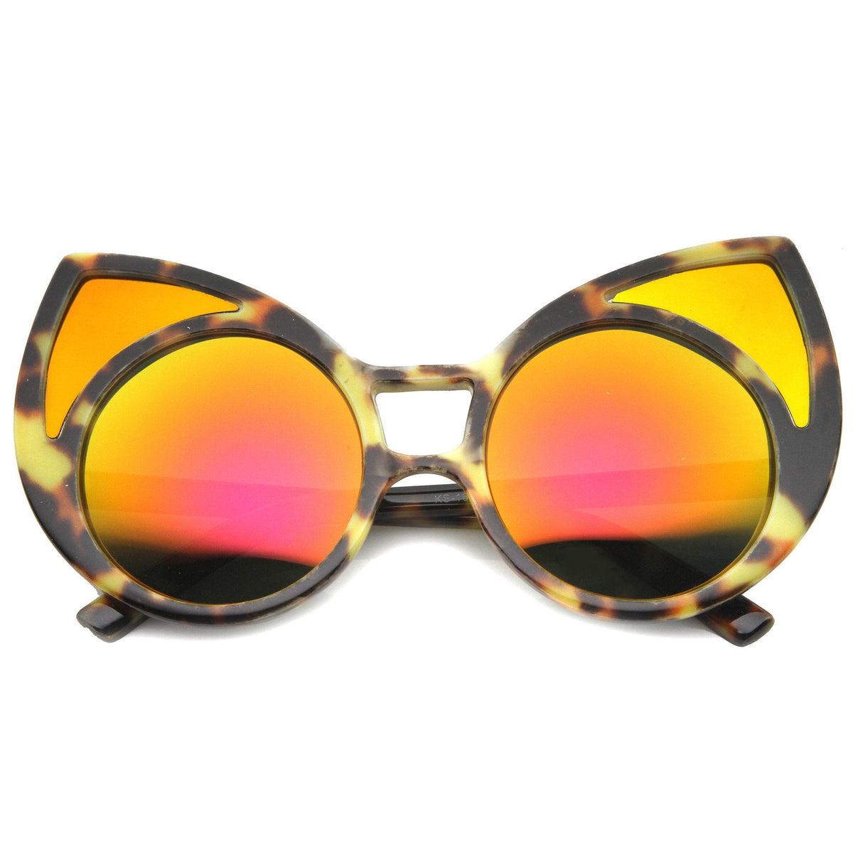 Super Oversize Window Cat Eye Sunglasses With Mirror Lenses 9952