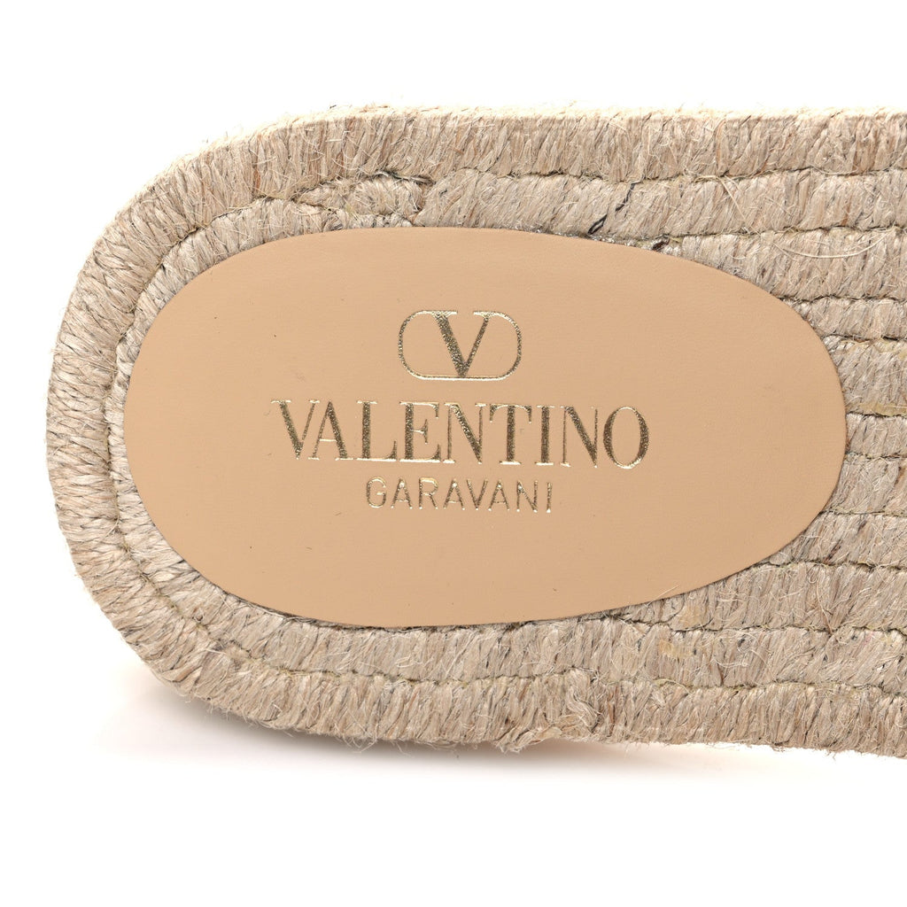 Laminated Napa Vlogo Cut Out Espadrille Flat Slide Sandals 36 Silver