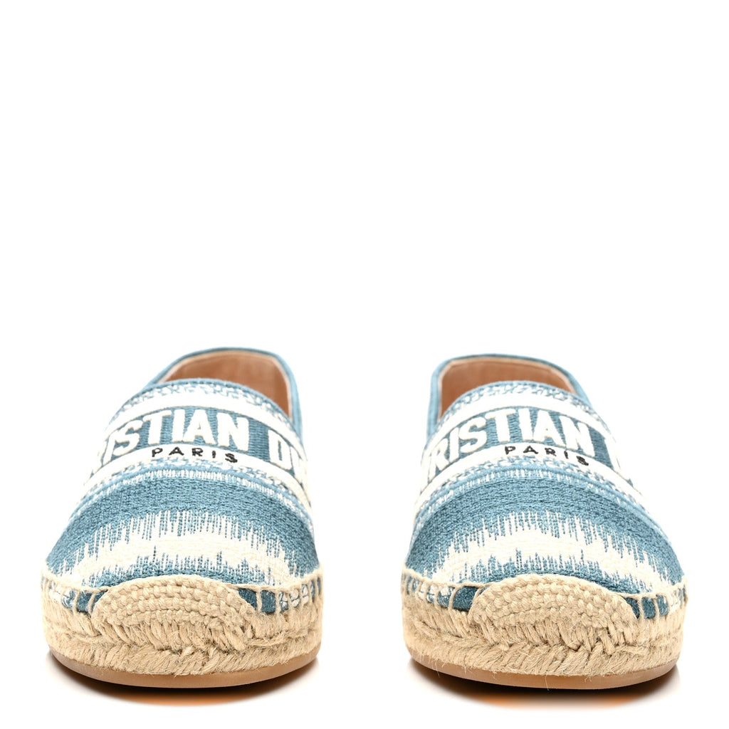 Cotton D-Stripes Embroidered Granville 15mm Espadrilles 37.5 Deep Ocean