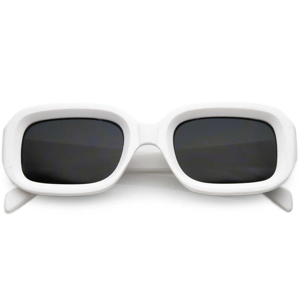 Retro Bold Deep Inset Rectangle Flat Lens Sunglasses C525