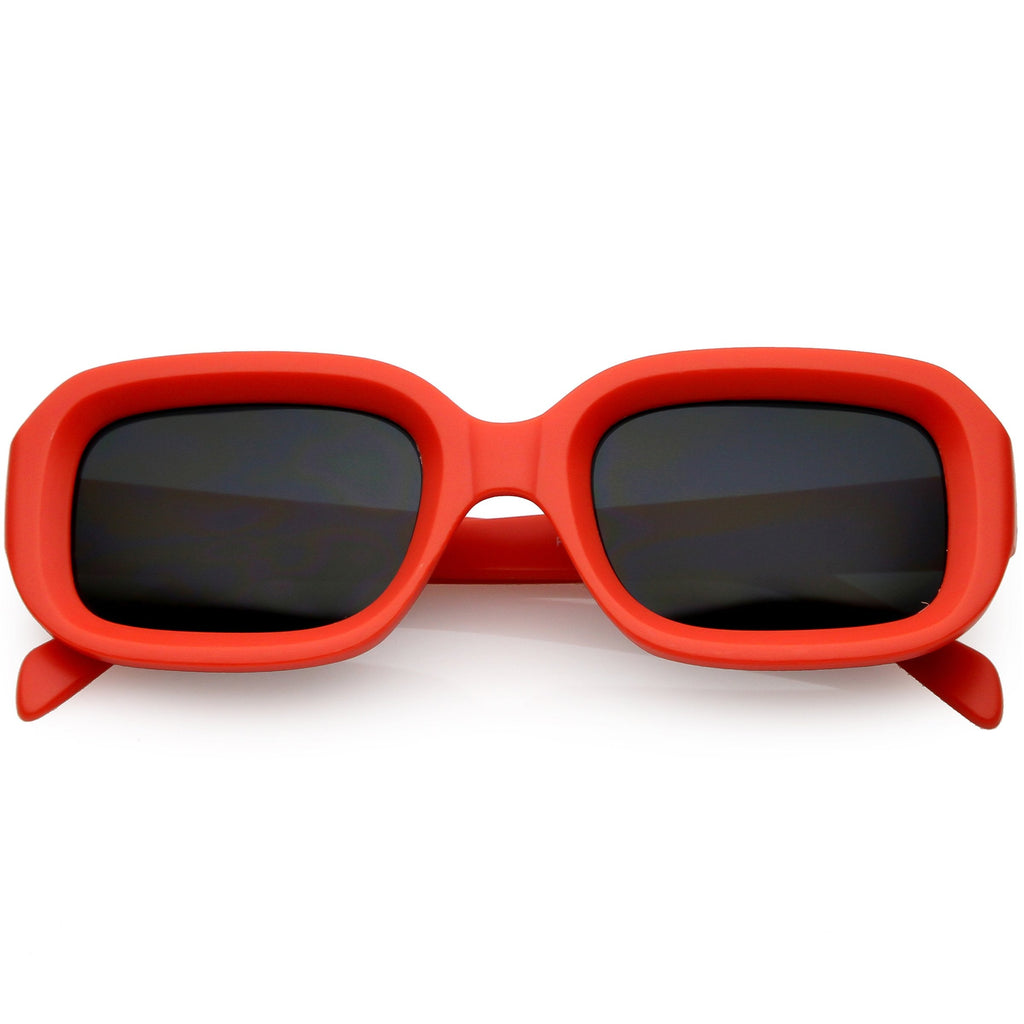 Retro Bold Deep Inset Rectangle Flat Lens Sunglasses C525