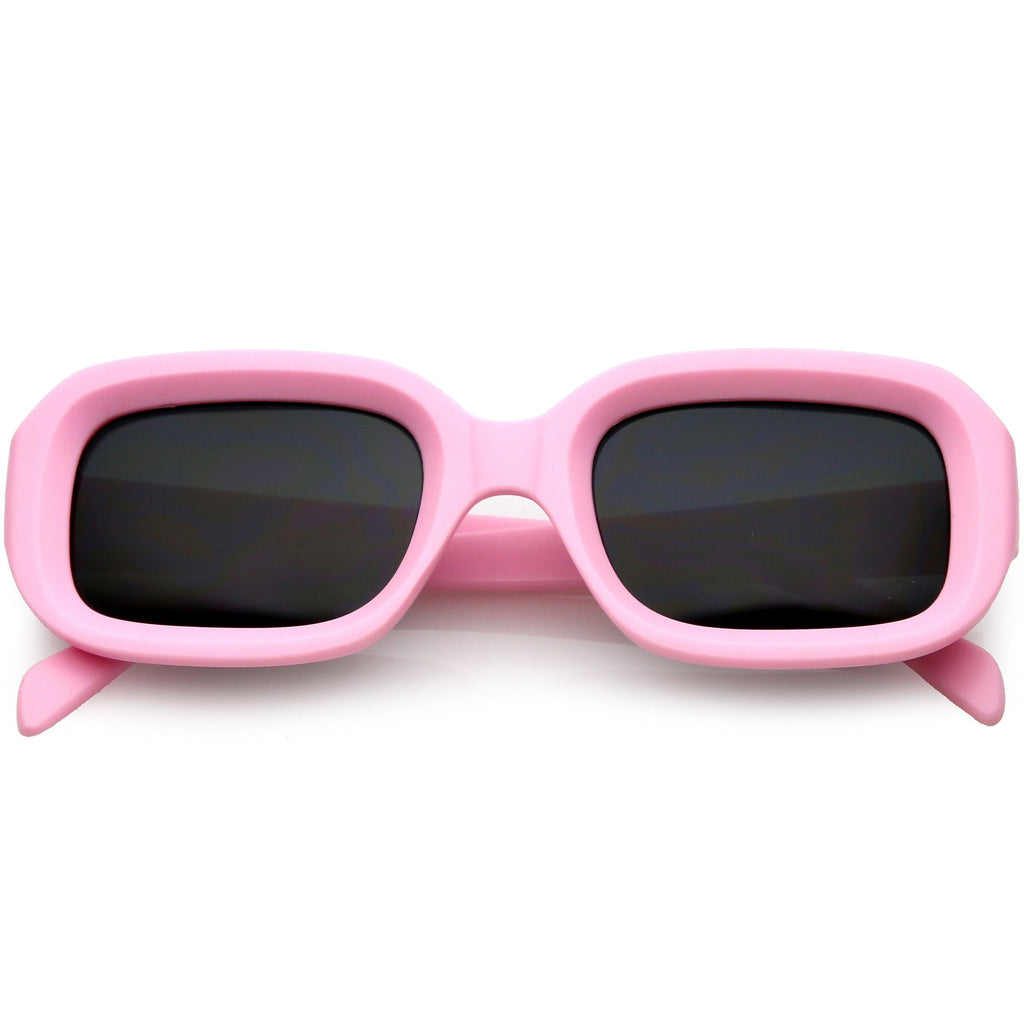Retro Bold Deep Inset Rectangle Flat Lens Sunglasses C525