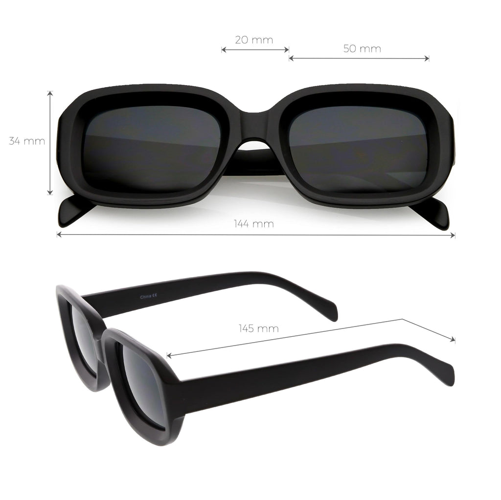 Retro Bold Deep Inset Rectangle Flat Lens Sunglasses C525