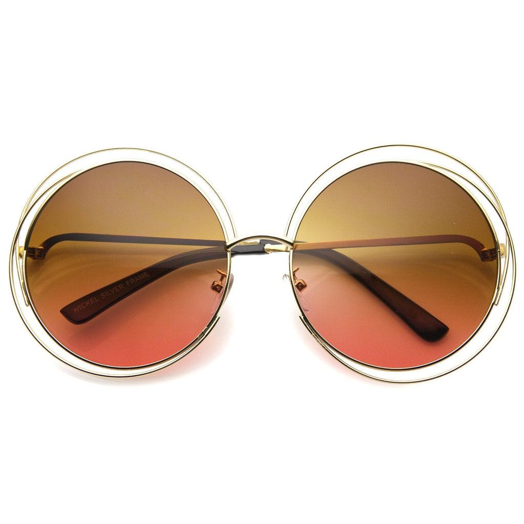 Indie Retro Dual Metal Round Mirrored Lens Sunglasses 9621