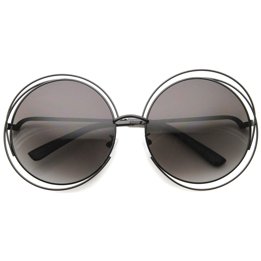 Indie Retro Dual Metal Round Mirrored Lens Sunglasses 9621