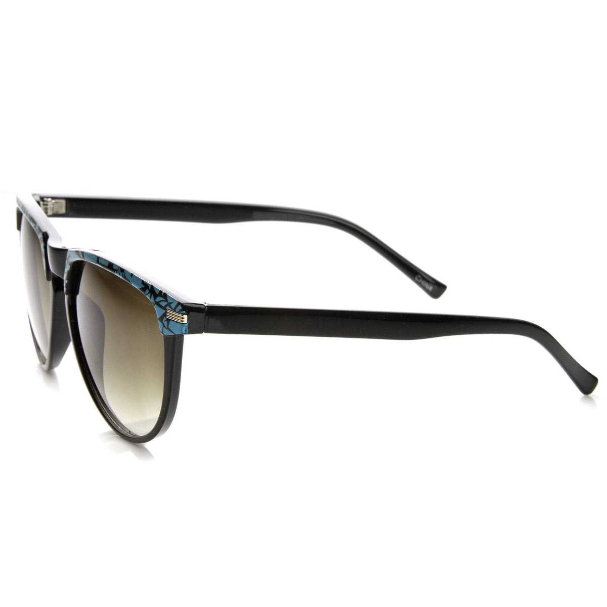 Retro Two Tone Pattern Large Horned RimSunglasses  9171