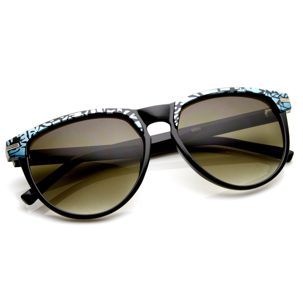 Retro Two Tone Pattern Large Horned RimSunglasses  9171
