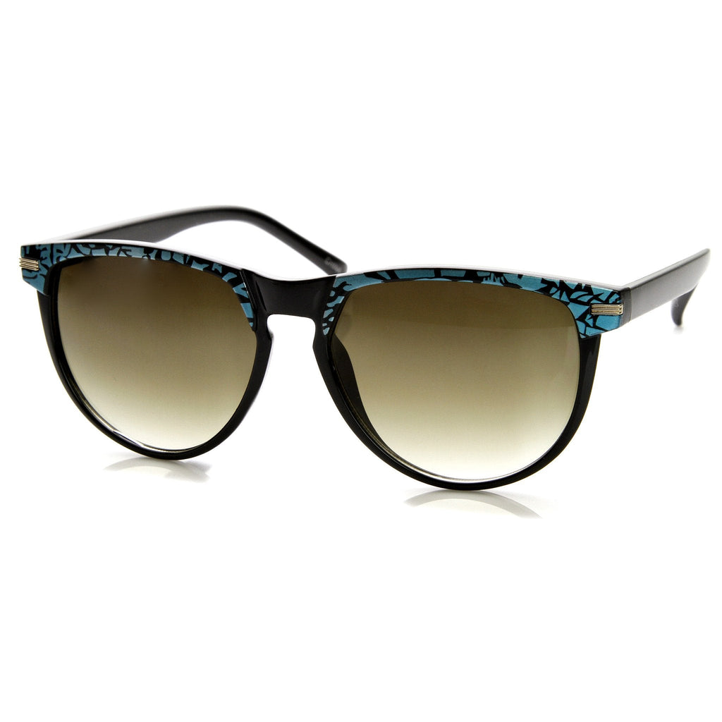 Retro Two Tone Pattern Large Horned RimSunglasses  9171