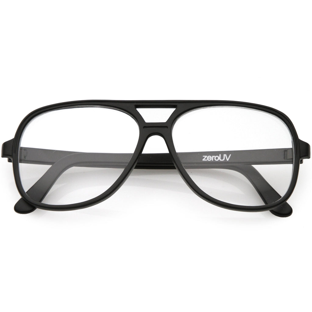 Retro 1980's Basic Square Aviator Clear Lens Glasses 8043