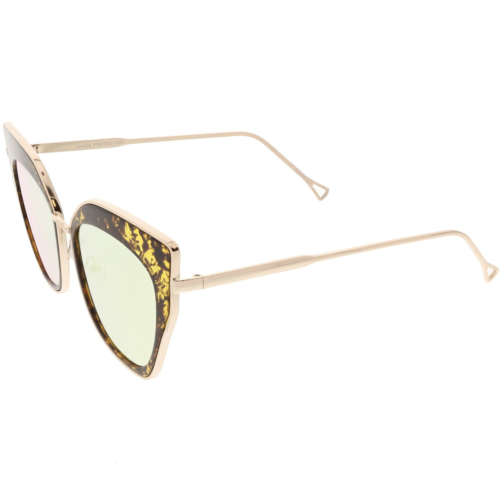 Women's Oversize Mirrored Flat Lens Cat Eye Sunglasses C348