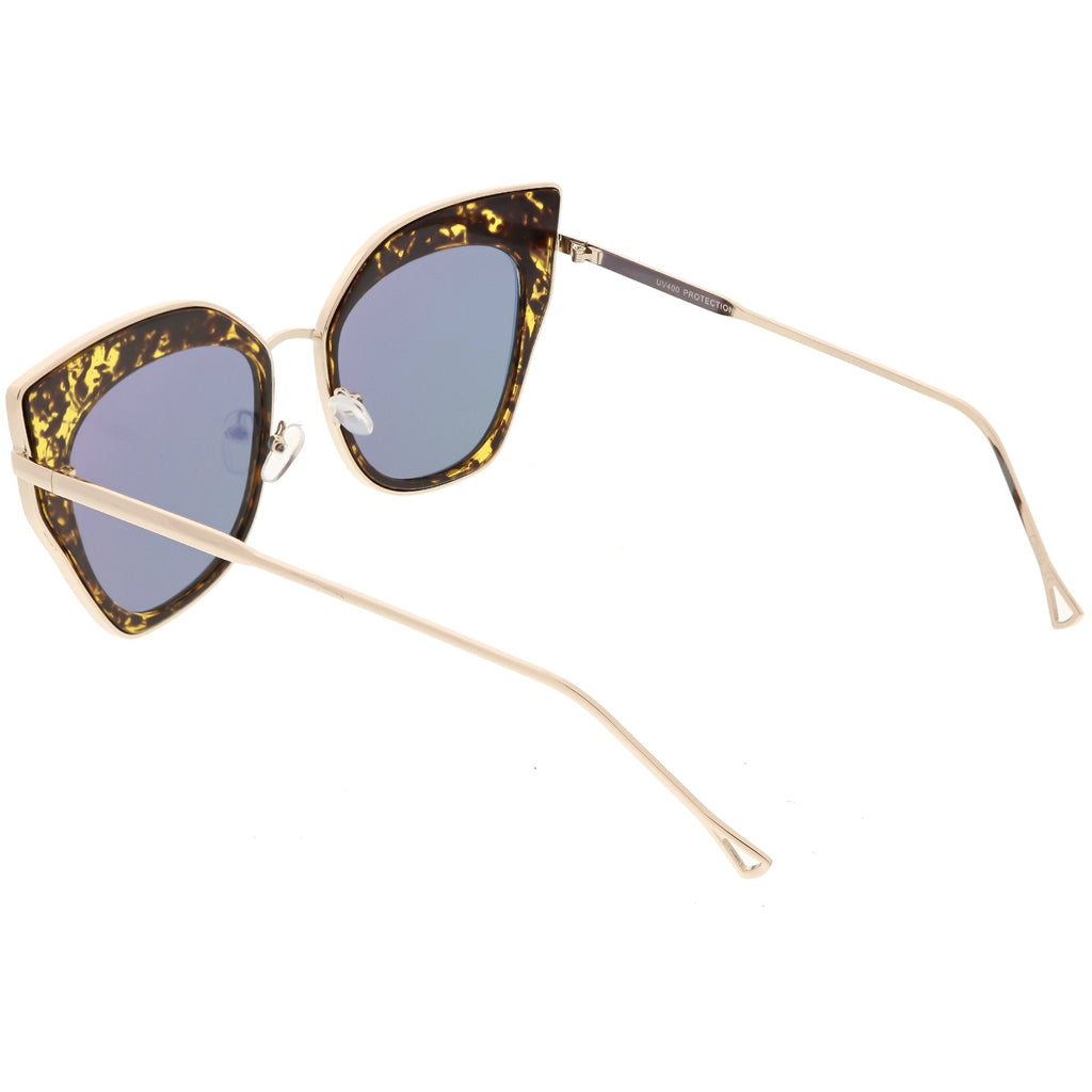 Women's Oversize Mirrored Flat Lens Cat Eye Sunglasses C348