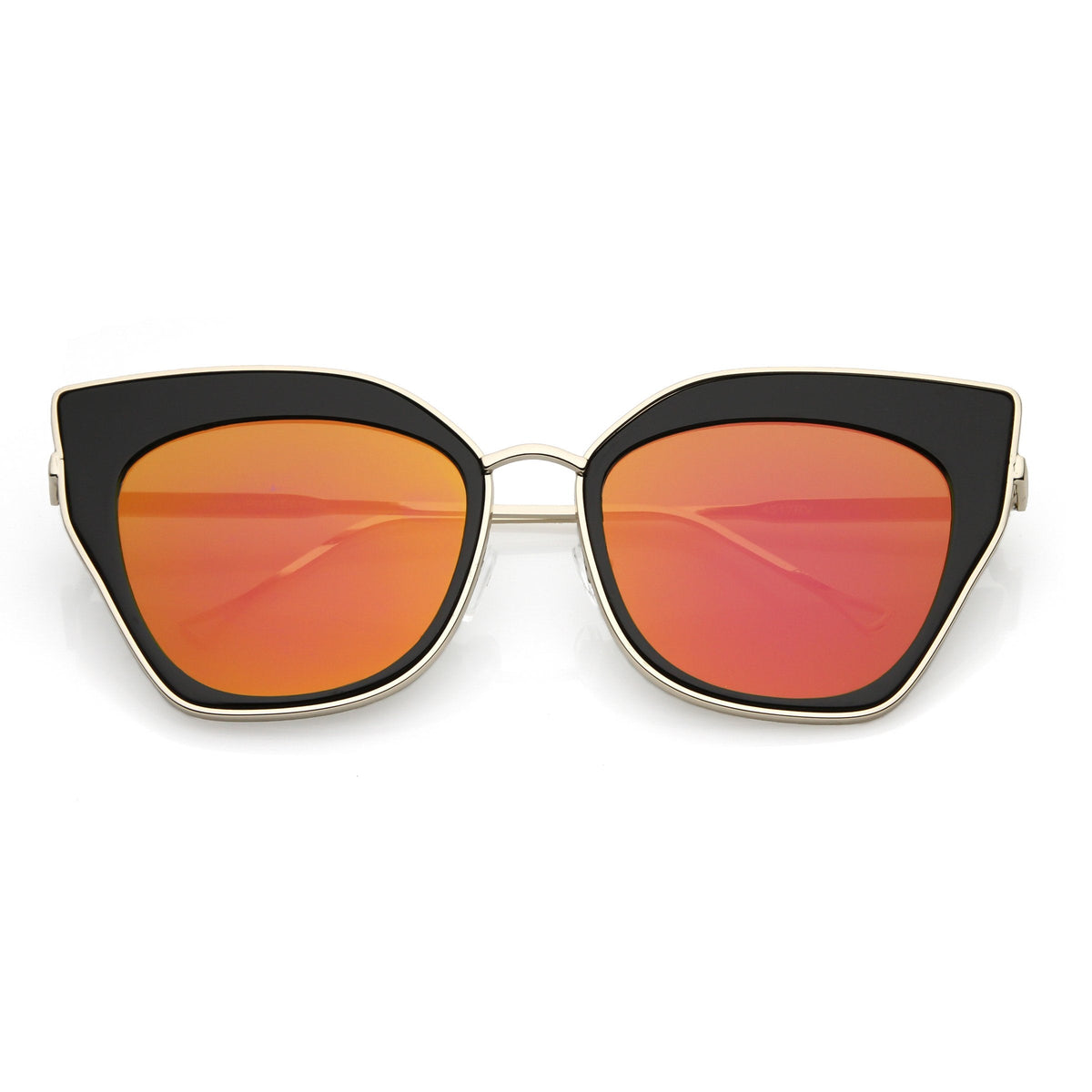 Women's Oversize Mirrored Flat Lens Cat Eye Sunglasses C348