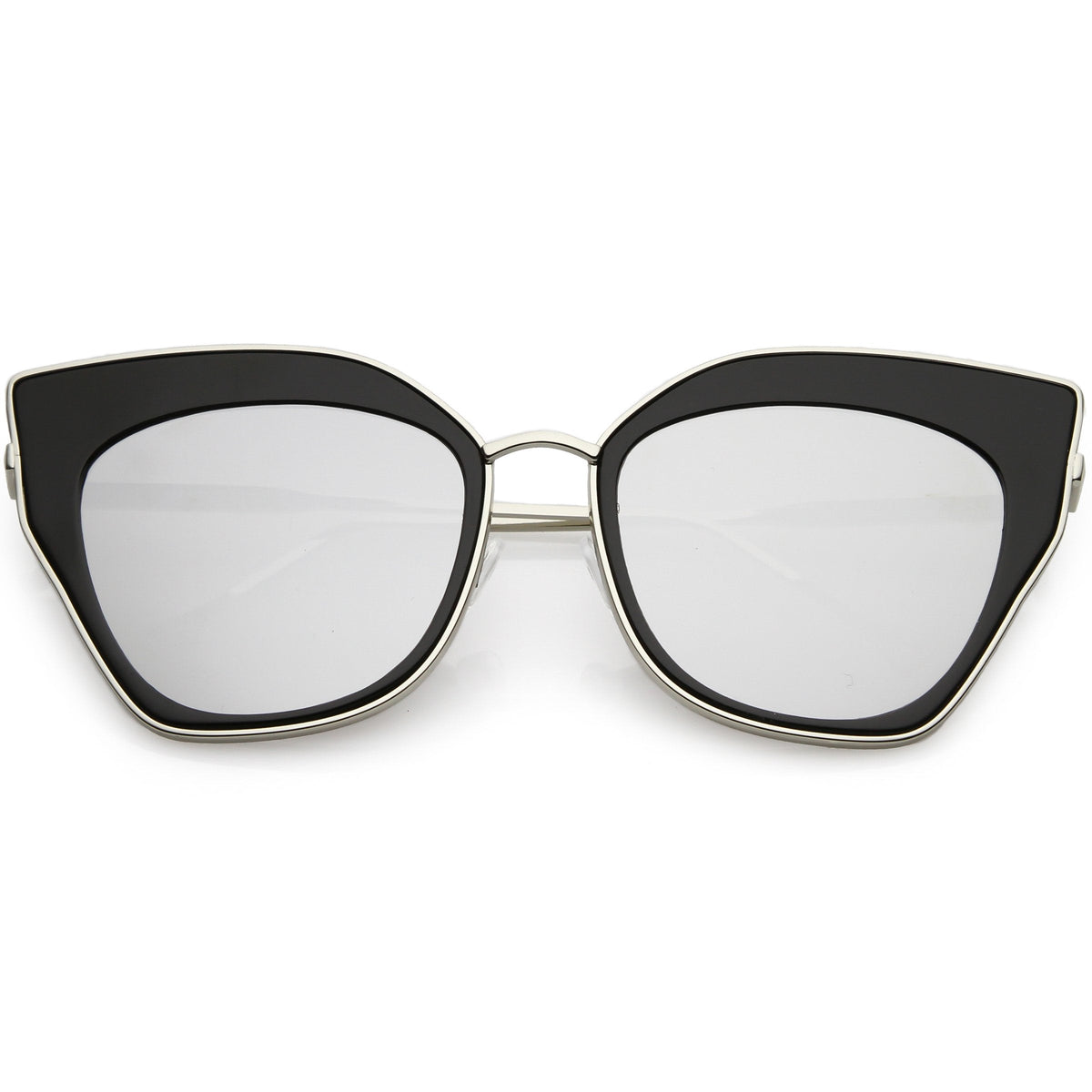 Women's Oversize Mirrored Flat Lens Cat Eye Sunglasses C348