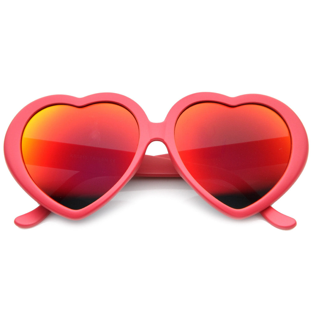 Women's Cute Oversize Heart Shape Mirror Lens Sunglasses 9764