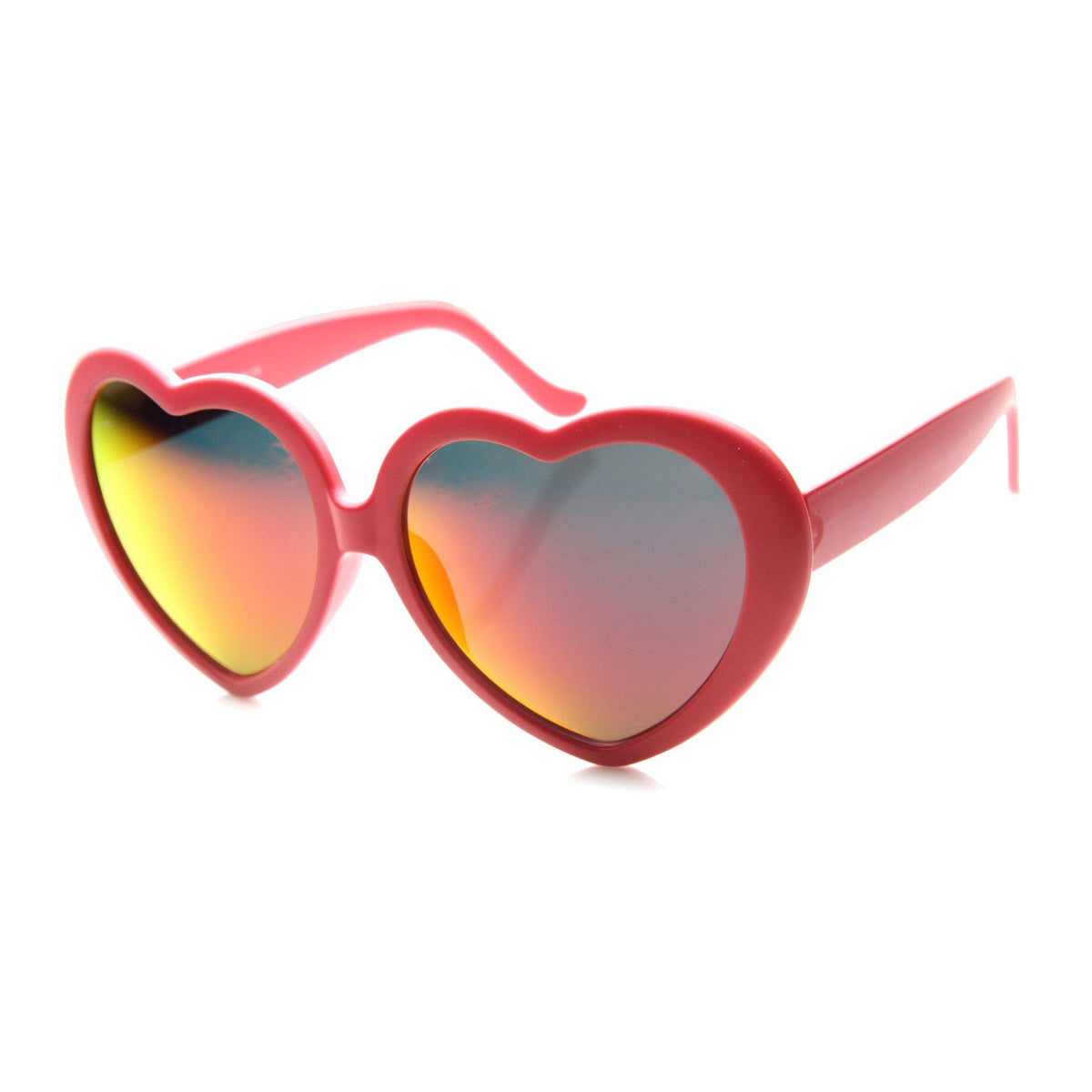 Women's Cute Oversize Heart Shape Mirror Lens Sunglasses 9764
