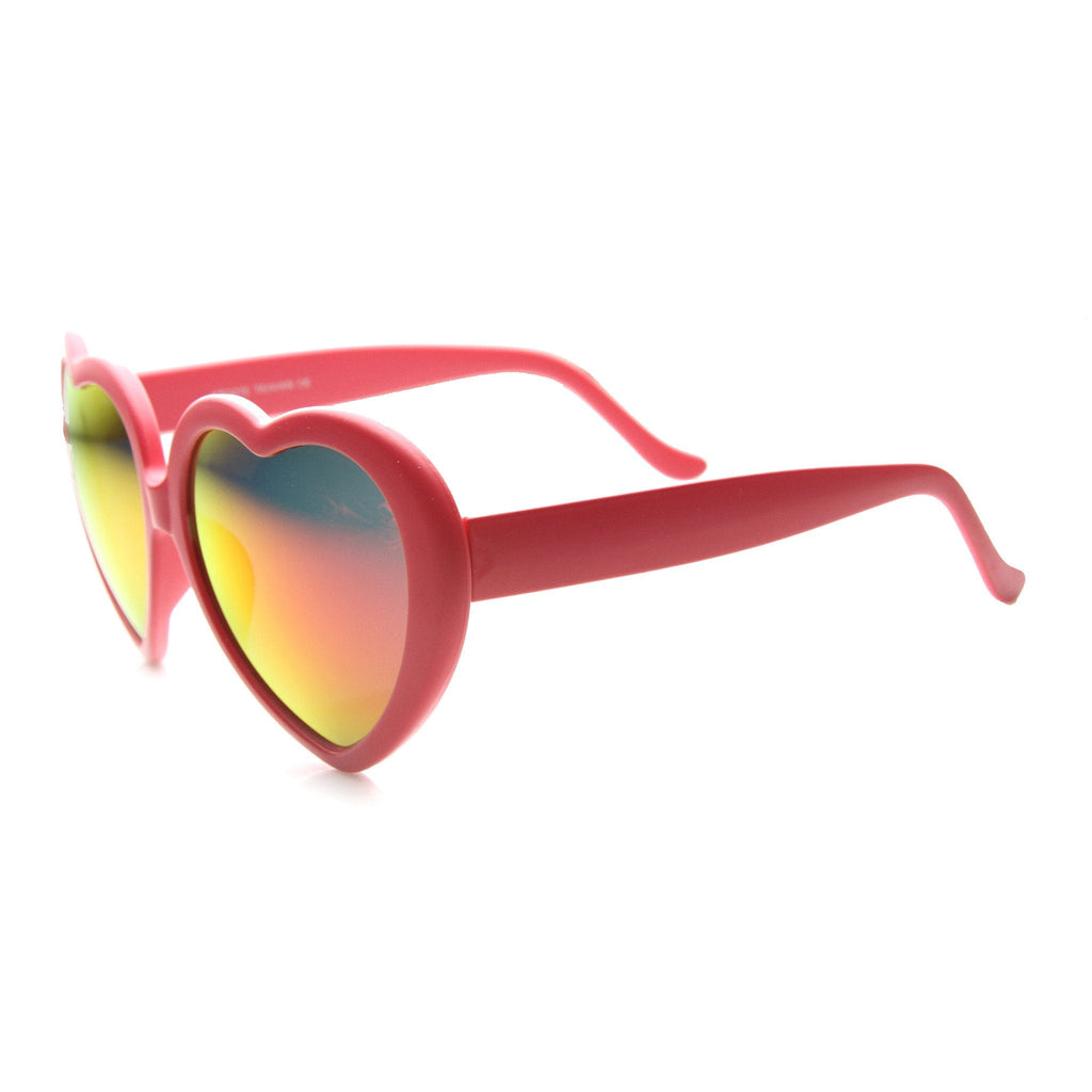 Women's Cute Oversize Heart Shape Mirror Lens Sunglasses 9764
