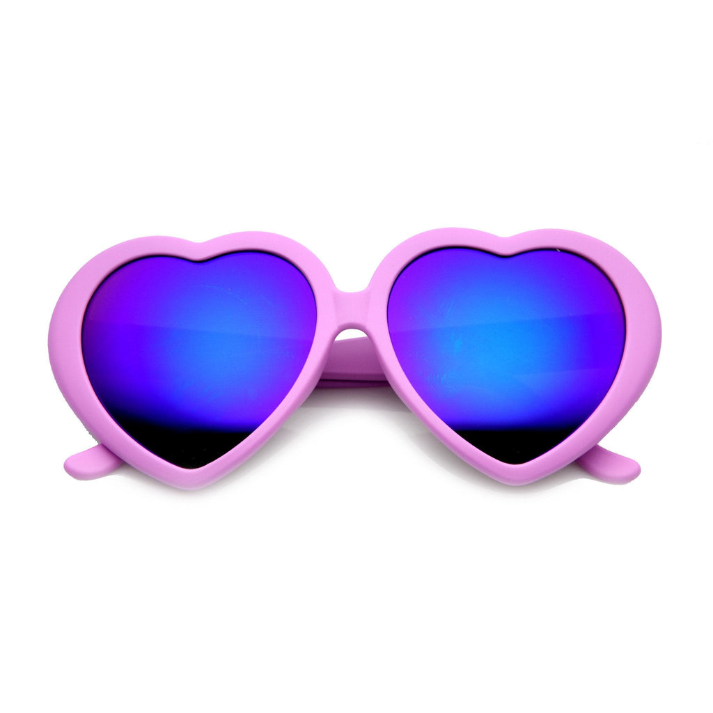 Women's Cute Oversize Heart Shape Mirror Lens Sunglasses 9764