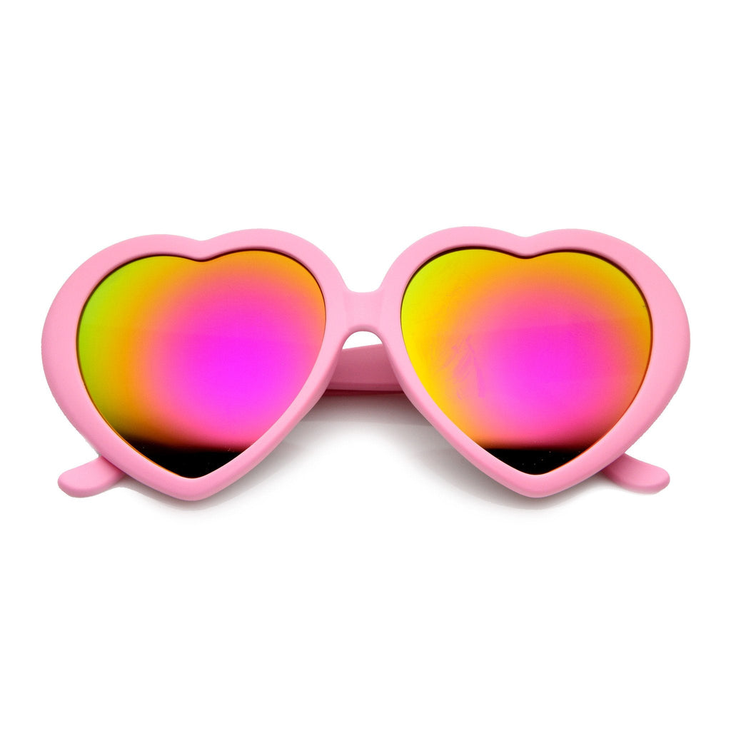 Women's Cute Oversize Heart Shape Mirror Lens Sunglasses 9764