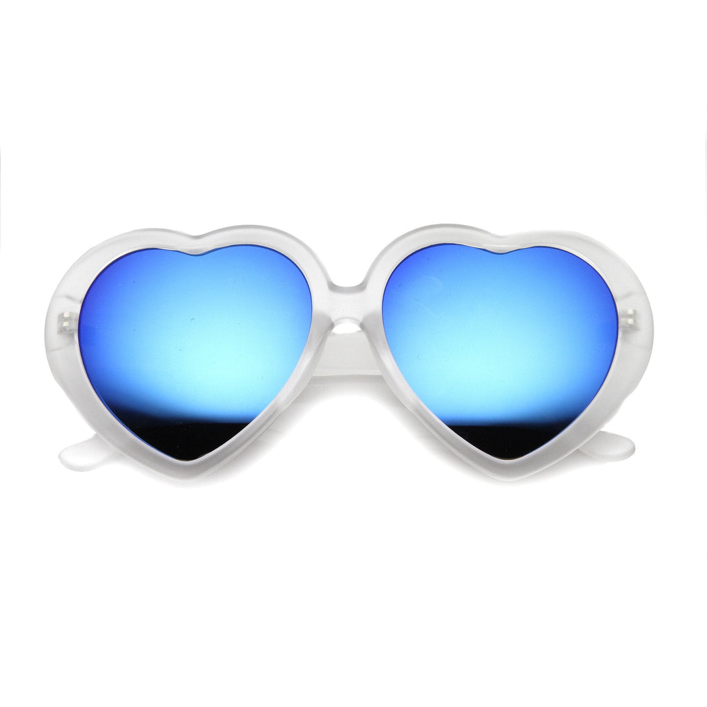 Women's Cute Oversize Heart Shape Mirror Lens Sunglasses 9764