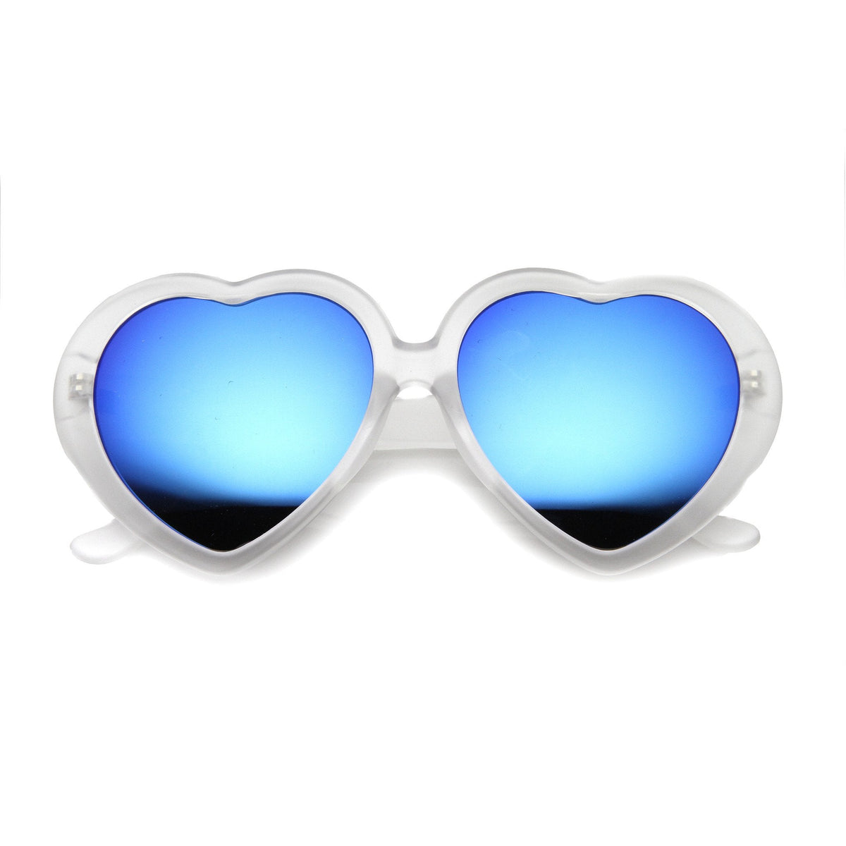 Women's Cute Oversize Heart Shape Mirror Lens Sunglasses 9764