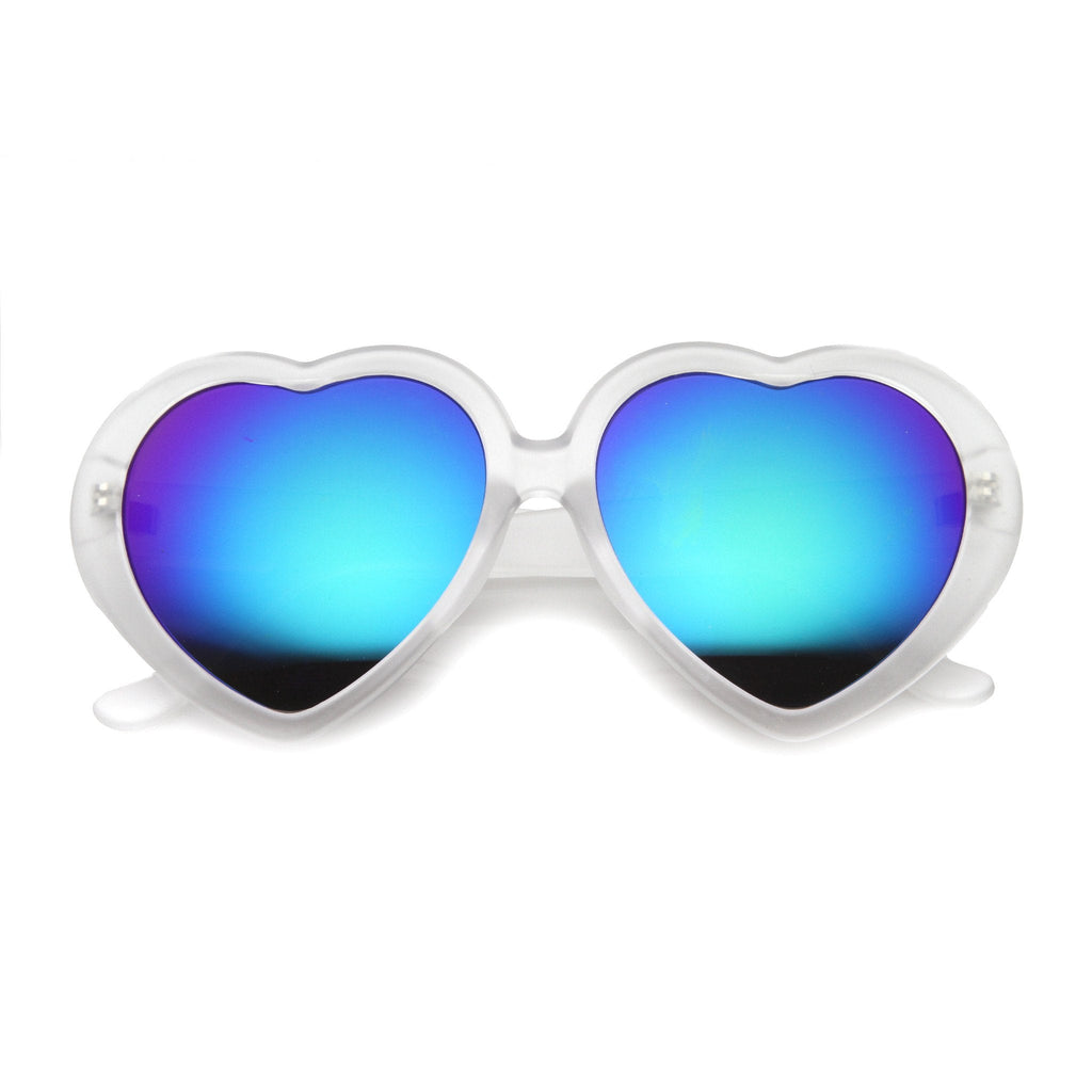 Women's Cute Oversize Heart Shape Mirror Lens Sunglasses 9764
