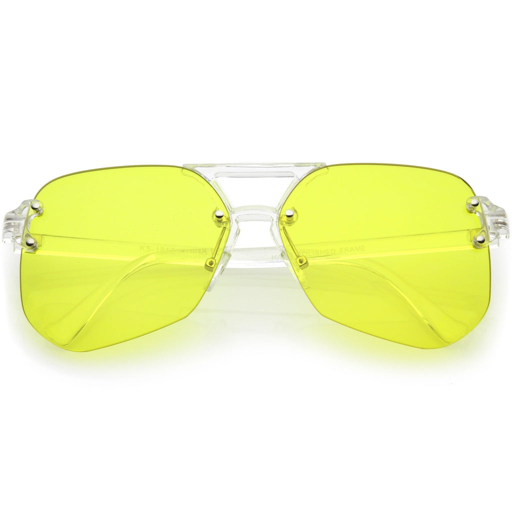 Retro Oversize Rimless Color Tone Flat Top Sunglasses C479