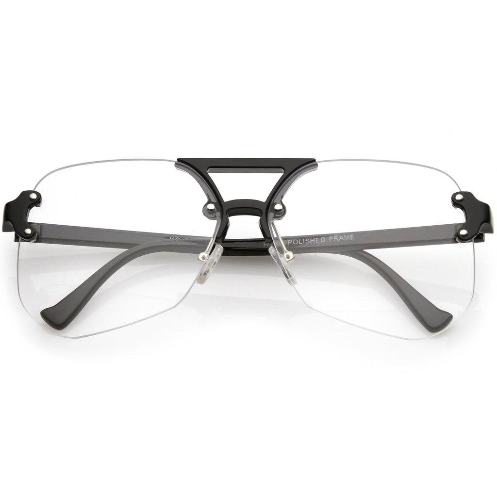 Retro Oversize Rimless Color Tone Flat Top Sunglasses C479