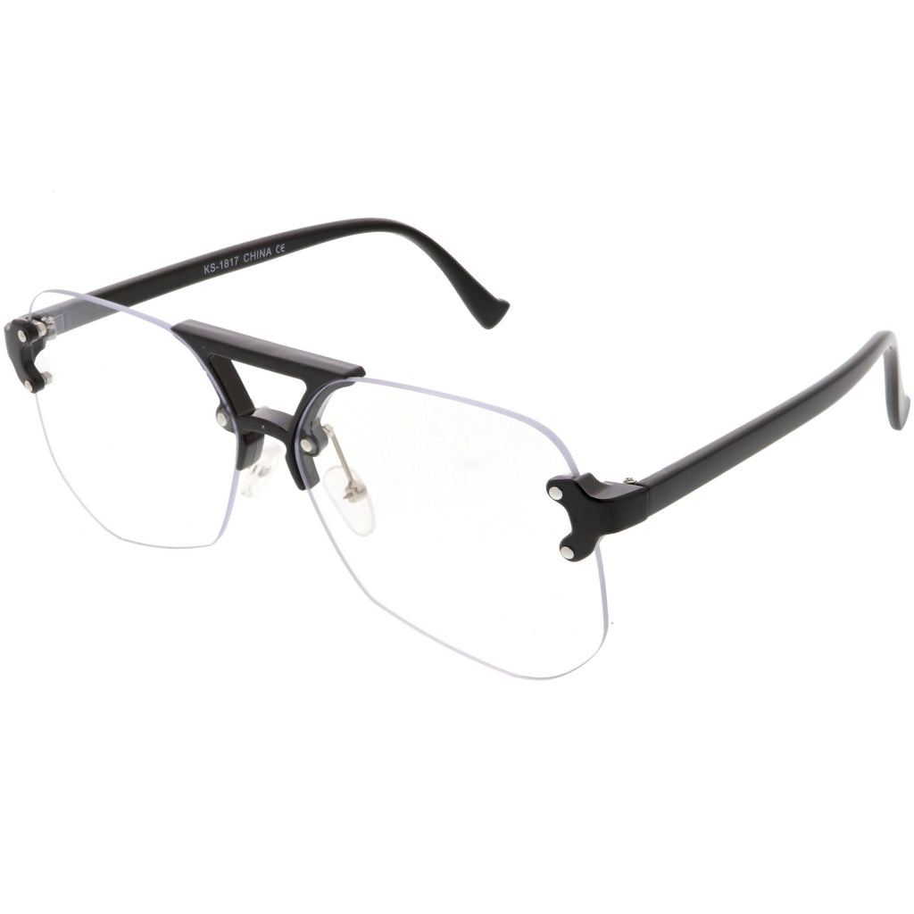 Retro Oversize Rimless Color Tone Flat Top Sunglasses C479
