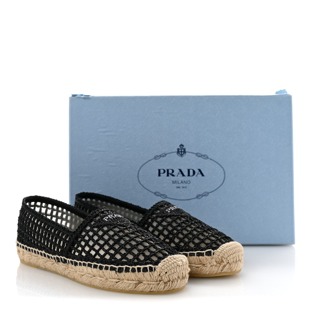 Raffia Triangle Logo Crochet 20mm Espadrilles 37 Black Naturale
