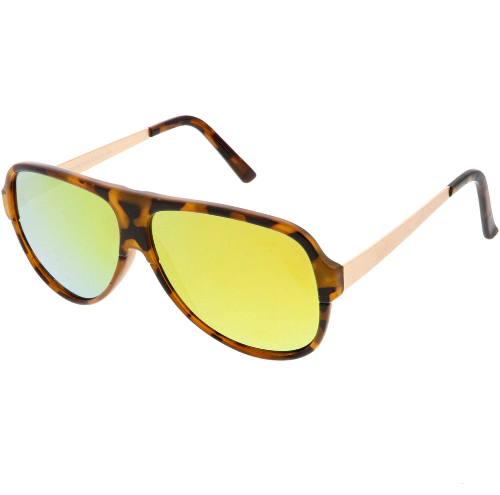 Retro Color Mirrored Flat Lens Flat Top Aviator Sunglasses C238