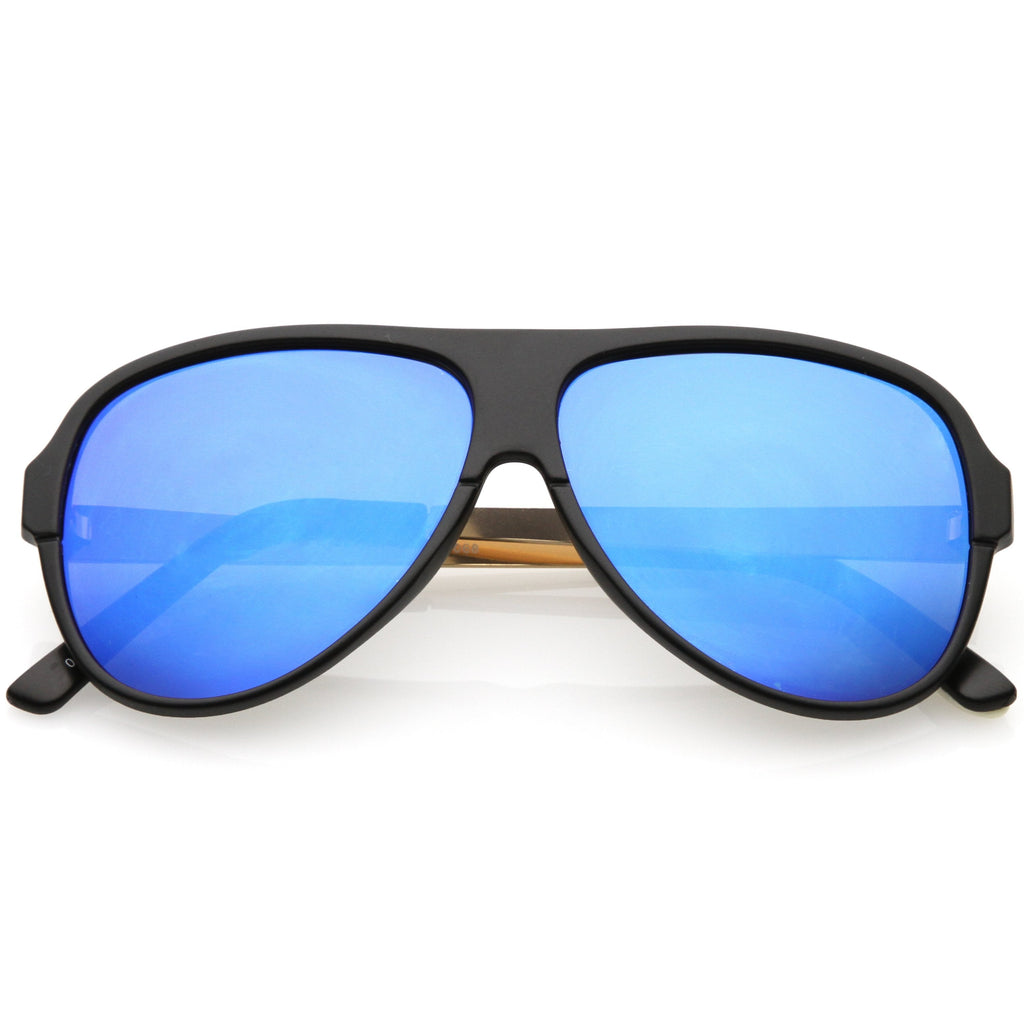 Retro Color Mirrored Flat Lens Flat Top Aviator Sunglasses C238
