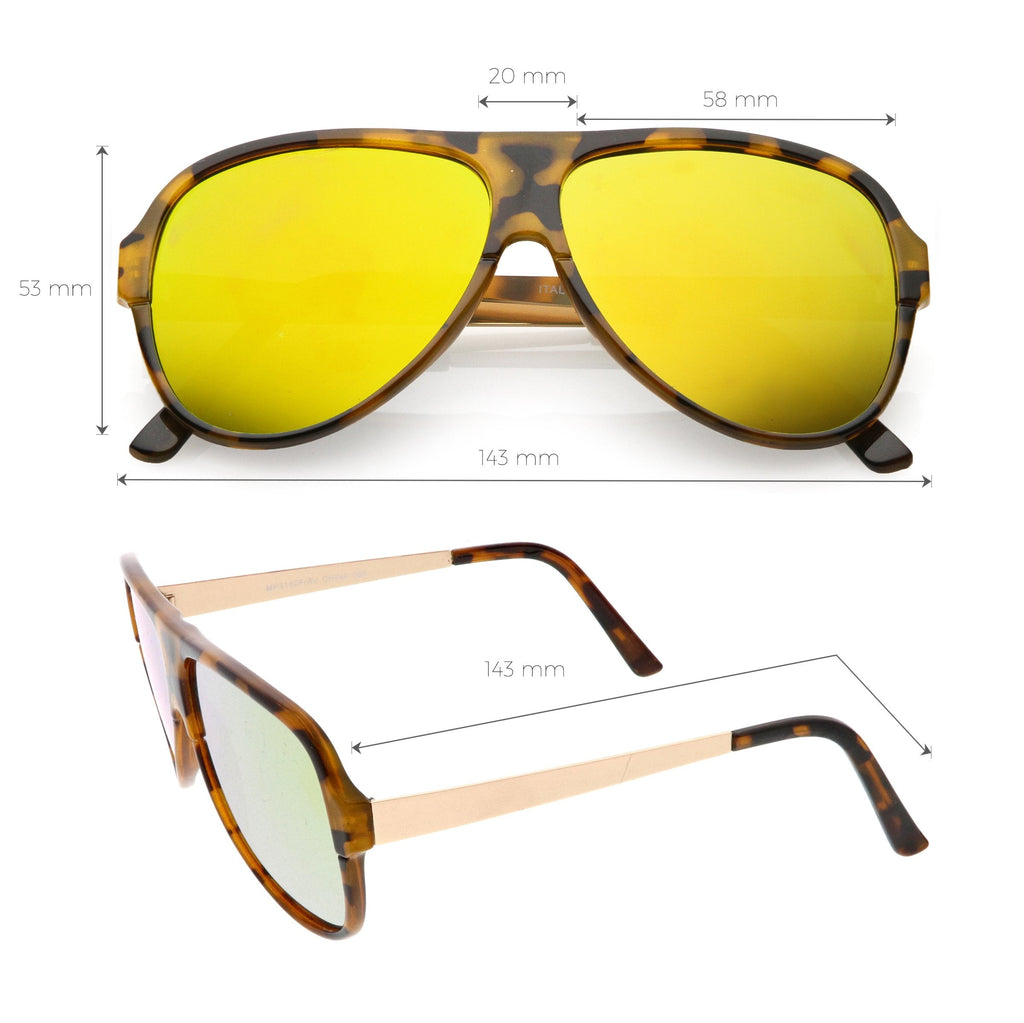 Retro Color Mirrored Flat Lens Flat Top Aviator Sunglasses C238