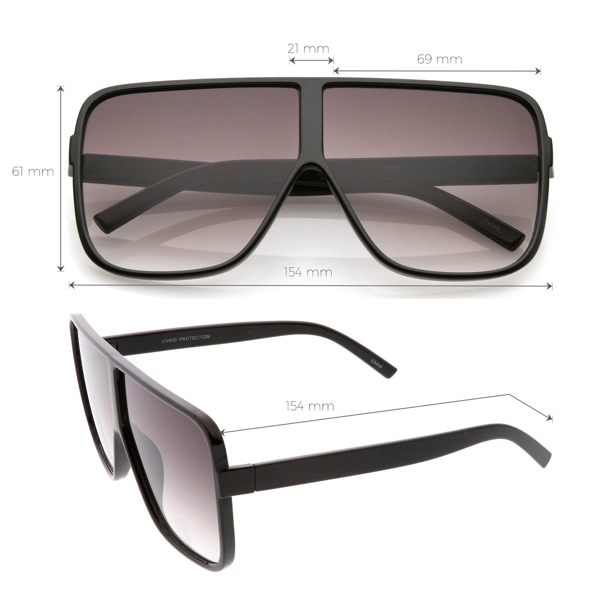 Retro Modern Oversize Square Flat Top Sunglasses C476