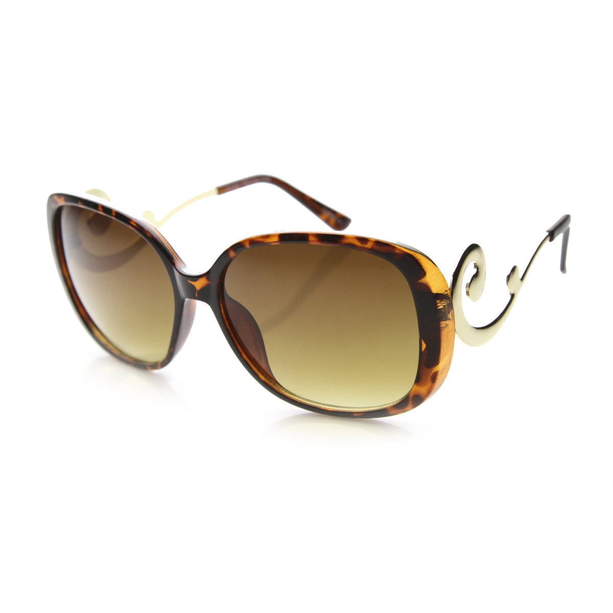 Women's Square Sunglasses With Swirl Temples 9774