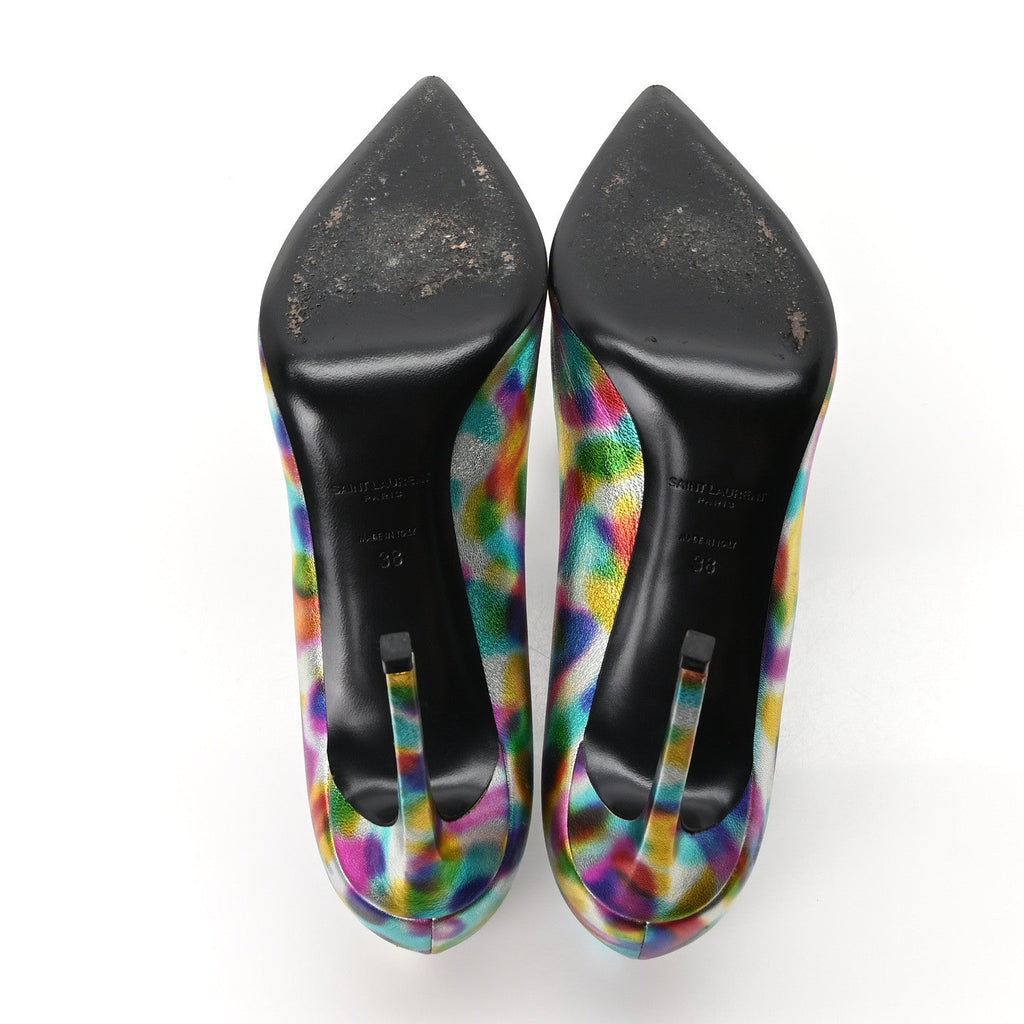 Metallic Calfskin Pumps 38 Silver Multicolor
