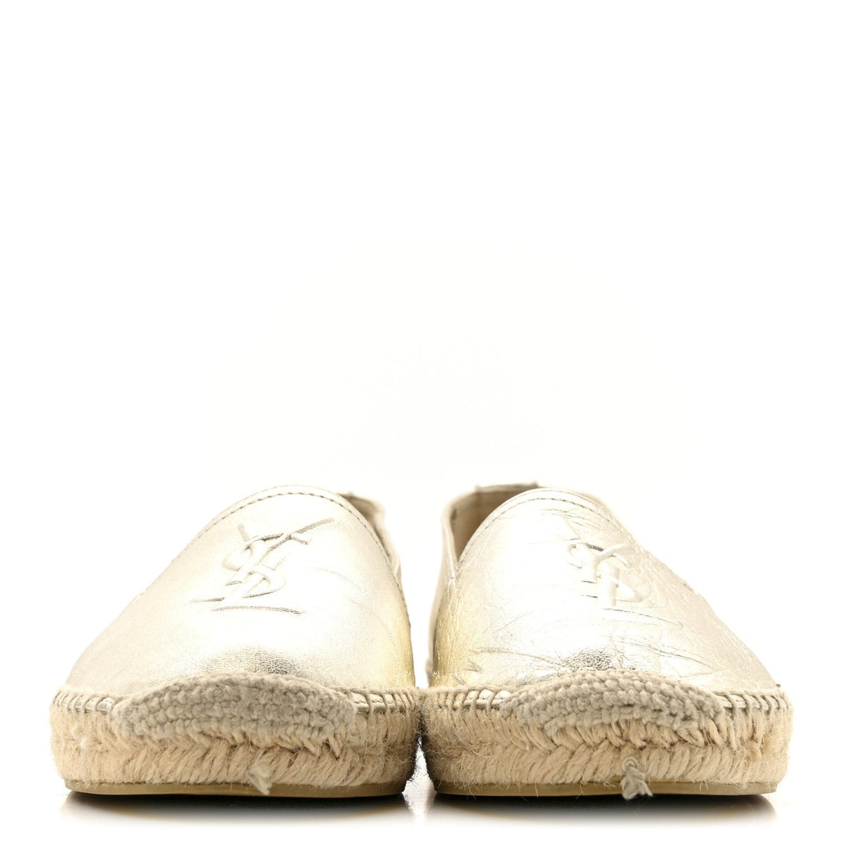 Metallic Lambskin Monogram Espadrilles 38 Platino