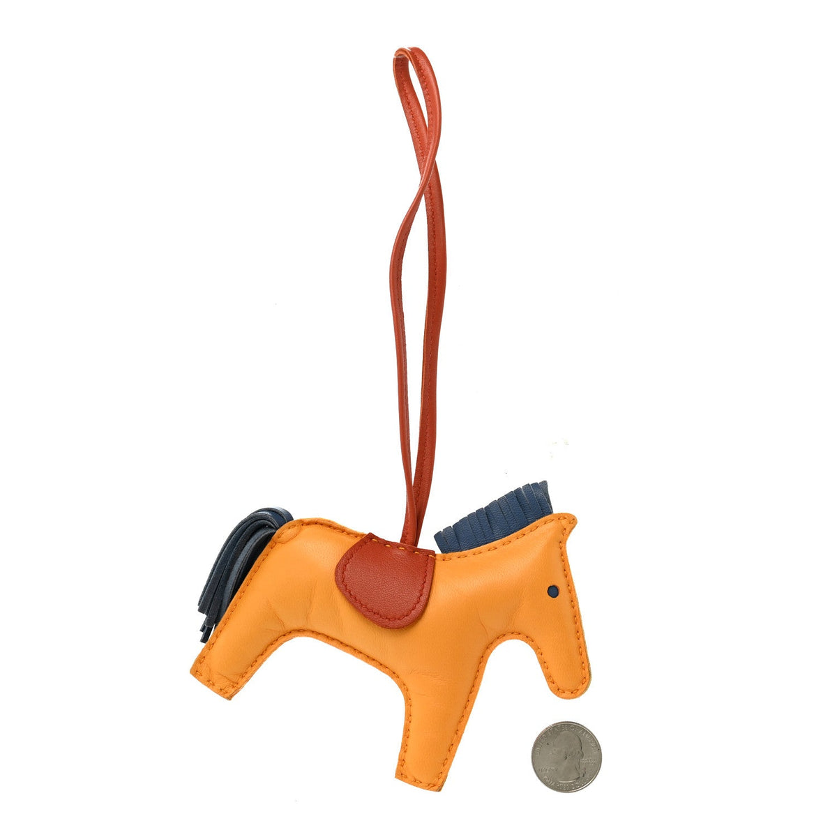 Milo Lambskin Grigri Rodeo Horse Bag Charm MM Jaune D'or Bleu Agate Cornaline