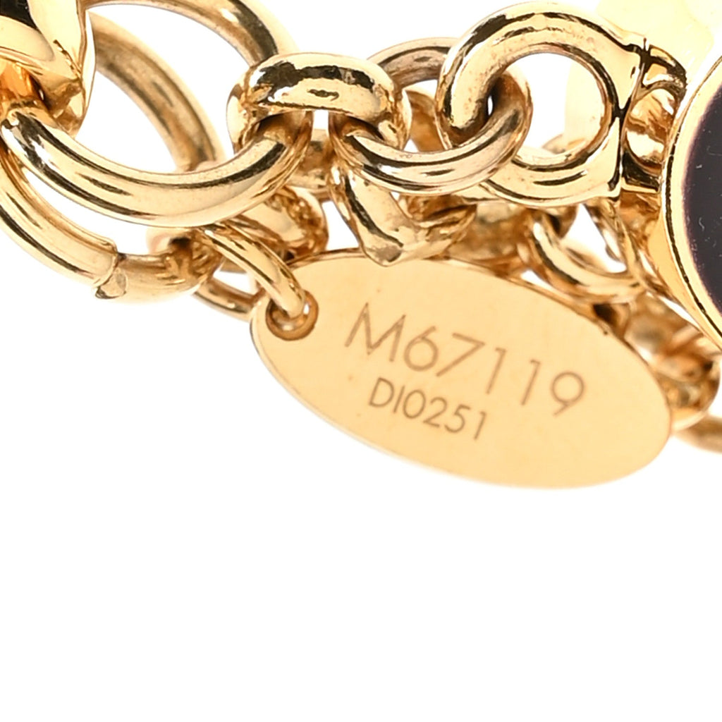 Metal Enamel Fleur De Monogram Bag Charm Dore