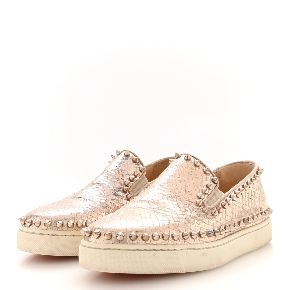 Metallic Snakeskin Embossed Pik Boat Flat 36.5 Colombe