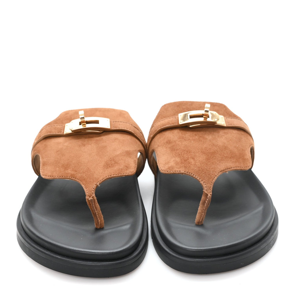 Suede Goatskin Womens Empire Sandals 38.5 Gold