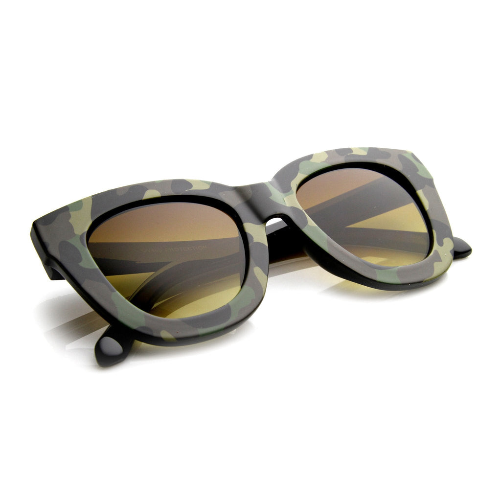 Women's Retro Oversize Block Frame Cat Eye Sunglasses 9784