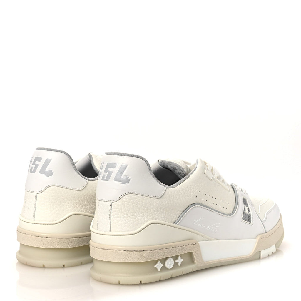 Calfskin Mens LV Trainer Sneakers 10 White