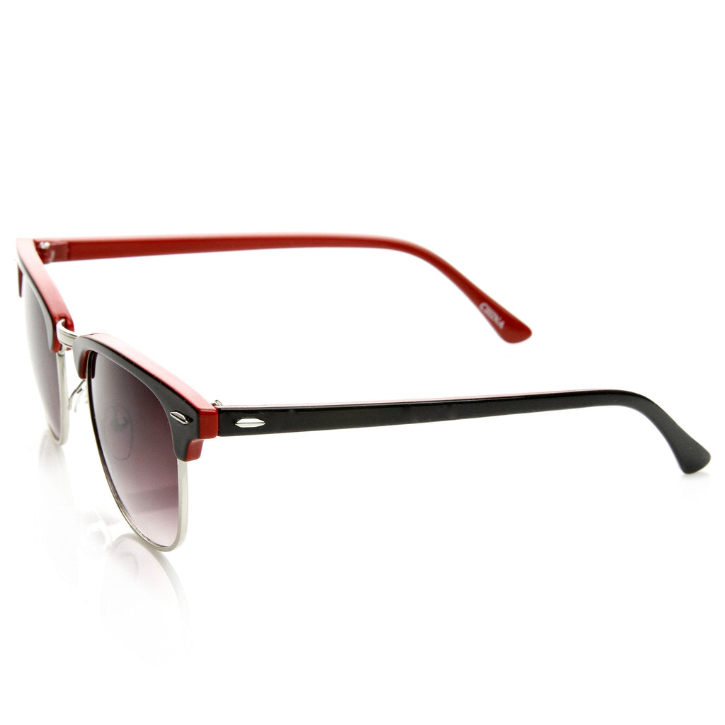 Retro Two Tone Colorful Half Frame Horned Rim Sunglasses 9182
