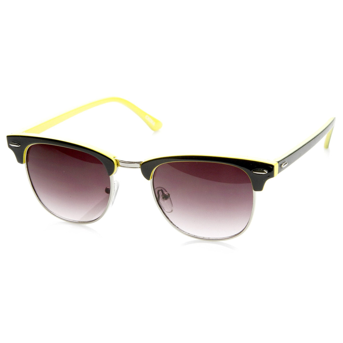 Retro Two Tone Colorful Half Frame Horned Rim Sunglasses 9182