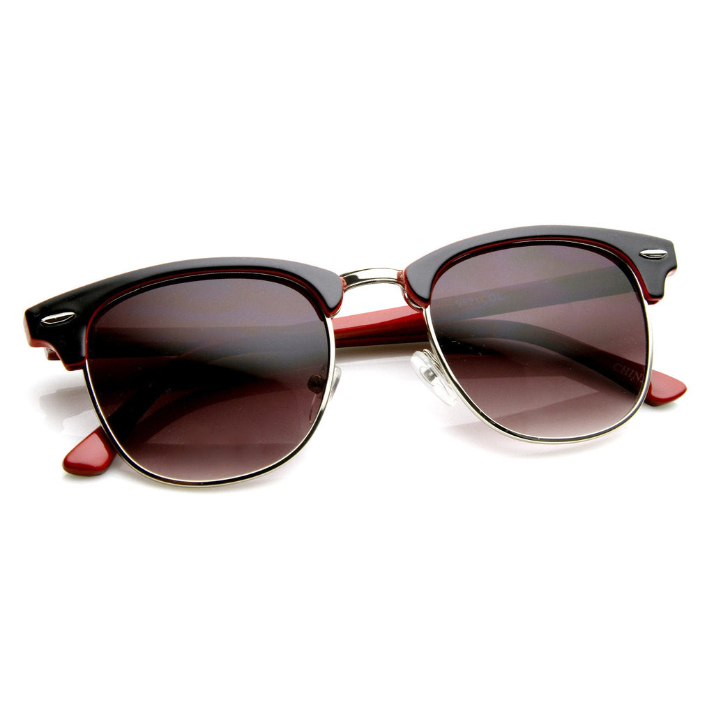 Retro Two Tone Colorful Half Frame Horned Rim Sunglasses 9182