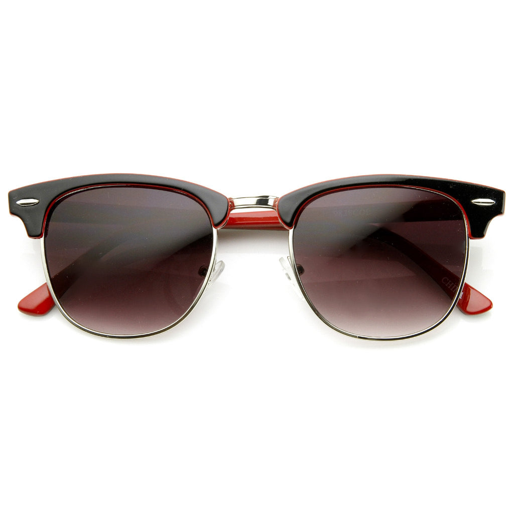 Retro Two Tone Colorful Half Frame Horned Rim Sunglasses 9182